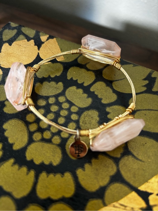 Bourbon and Bowties Jewelry - Bourbon and Bow ties Gold Wire Bangle with Rise Quartz Gemstone Accents